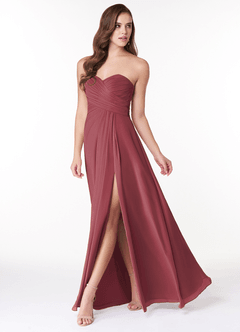 Azazie Arabella Allure Jurken voor bruidsmeisjes Converteerbaar Jurk van Chiffon met A-Lijn Sweetheart Halslijn Merlot image3