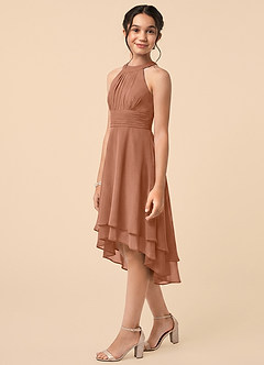 Azazie Linna Junior Bronzer A-Line Pleated Chiffon Dress image3