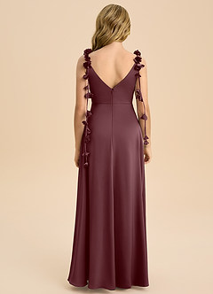 Azazie Gumdrop Junior 엠파이어 주름진 스트레치 새틴 플로어 길이 주니어 신부 들러리 드레스 image7