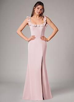 Azazie Callie Bridesmaid Dresses Blushing Pink Mermaid Side Slit Chiffon Convertible Dress image1