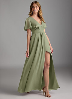 Azazie Zaniah Bridesmaid Dresses Pistachio A-Line Chiffon Dress image3