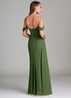Azazie Amyra Bridesmaid Dresses Olive Sheath Off the Shoulder Chiffon Convertible Dress image5