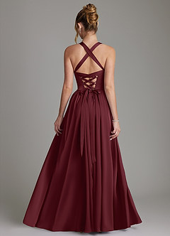 Azazie Francis Bridesmaid Dresses Cabernet A-Line Corset Stretch Satin Dress image2