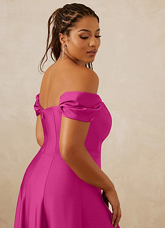 Christian Siriano Bridal for Azazie 1002 Bridesmaid Dresses Fuchsia A-Line Off the Shoulder Stretch Satin Convertible Dress image10