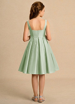 Azazie Jello Jurken voor bloemenmeisjes Baljurk Jurk van Mat Satijn Geplooid Stoffige Salie image2