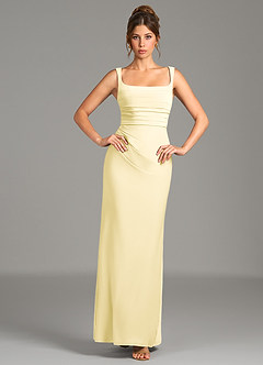 Azazie Agustina Bridesmaid Dresses Lemon Sorbet Mermaid Corset Premium Stretch Jersey Dress image4