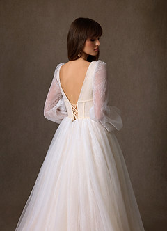 Azazie Cressida Hochzeitskleider Ballkleid Spitze Tüll Kleid Diamantweiß Champagner image14