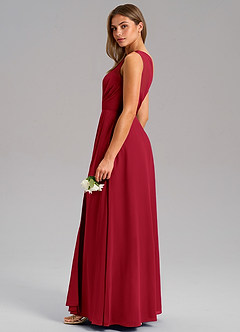 Azazie Phaedra Bridesmaid Dresses Scarlet A-Line One Shoulder Chiffon Dress image6