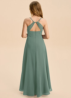 Azazie Gia Junior Eucalyptus A-Line Pleated Chiffon Dress image2
