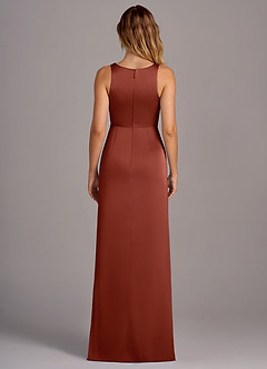 Azazie Wrenlee Bridesmaid Dresses Terracotta A-Line Stretch Satin Dress image7