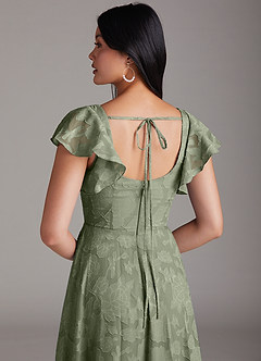 Azazie Bondi Bridesmaid Dresses Pistachio A-Line Side Slit Floral Burnout Dress image5