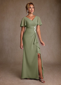 Azazie Suffolk Mother of the Bride Dresses Pistachio A-Line Pleated Chiffon Dress image1