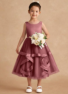 Azazie Posy Blumenmädchenkleider A-Linie Mit Perlen Tüll Kleid Amethyst image4