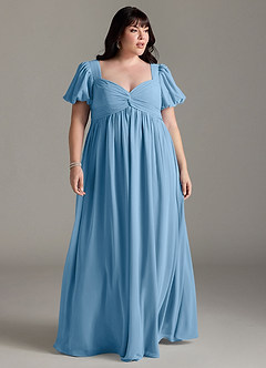 Azazie Madisynn Maternity Bridesmaid Dresses Bow Chiffon Floor-Length Dress image1