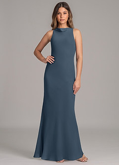 Azazie Allettie Abiti da Damigella Abito Sirena in Chiffon Blu Nettuno image1