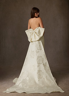 Azazie Nita Abiti da Sposa Abito Sirena in Jacquard Floreale Senza Cinturino Crema image2