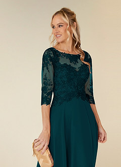 Azazie Monza Mother of the Bride Dresses Pine A-Line Lace Chiffon Dress image6