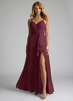 Azazie Akita Abiti da Damigella Abito A-Line in Chiffon Cabernet image3
