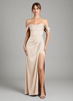 Azazie Johana Bridesmaid Dresses White Alabaster Mermaid Off the Shoulder Stretch Satin Convertible Dress image2