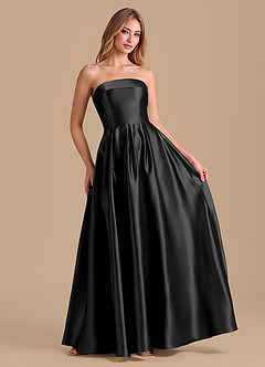 Azazie Lucienne Brudepigekjoler En streg Plisseret Metallisk satin Gulv-længde Kjole image3