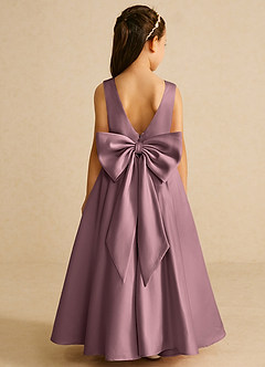 Azazie Pipsy Flower Girl Dresses Vintage Mauve A-Line Bow Matte Satin Dress image1