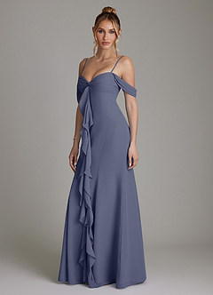 Azazie Karmela Bridesmaid Dresses Stormy A-Line Off the Shoulder Chiffon Dress image5