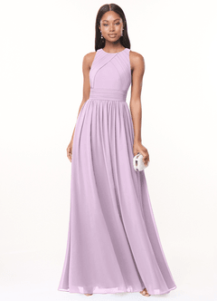 Azazie Harper Bridesmaid Dresses Frosted Lilac A-Line Pleated Chiffon Dress image1