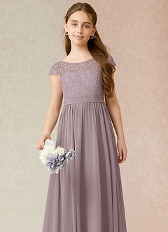 Azazie Silvermist Junior A-Linie Plissee Chiffon Kleid Dämmerung image6