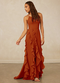 Christian Siriano Bridal for Azazie 1006 Bridesmaid Dresses Paprika Mermaid Ruched Chiffon Dress image4