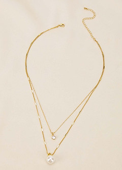 front Pearl and Crystal Pendant Layered Necklace