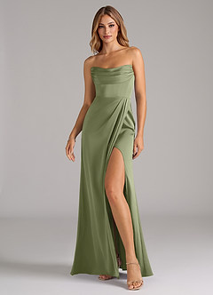Azazie Johana Bridesmaid Dresses Garden Sage Mermaid Off the Shoulder Stretch Satin Convertible Dress image3