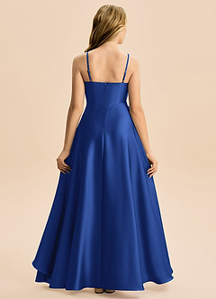 Azazie Eirlys Junior A-Linie Plissee Stretch-Satin Kleid Königsblau image2