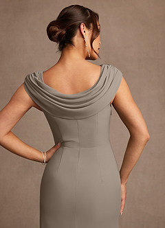 Azazie Irvine Mother of the Bride Dresses Taupe A-Line Pleated Chiffon Dress image6