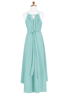 Azazie Oaklynn Junior Robe Trapèze en Mousseline de soie Plissée Aqua image7