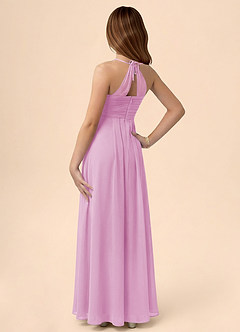 Azazie Ginny Junior Candy Pink A-Line Pleated Chiffon Dress image2