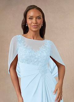 Azazie Hera Mother of the Bride Dresses Sky Blue A-Line Lace Capelet Chiffon Dress image5