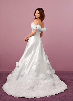 Barbie ♥ Azazie Wedding Dresses Diamond White Ball-Gown Off the Shoulder Mikado Dress image9