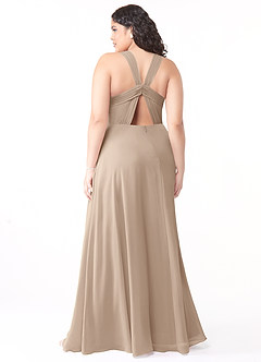 Azazie Jane Bridesmaid Dresses Taupe A-Line V-Neck Pleated Chiffon Dress image7