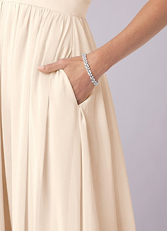 Barbie ♥ Azazie Bridesmaid Dresses White Alabaster A-Line Corset Chiffon Dress image16