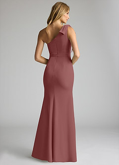 Azazie Rinna Bridesmaid Dresses Desert Rose Mermaid One Shoulder Stretch Crepe Dress image2