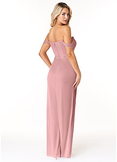 Azazie Tessa Robes de demoiselle d'honneur Robe Fourreau Convertible en Maille Schulterfreier Schatz Rose Poussiéreuse image5