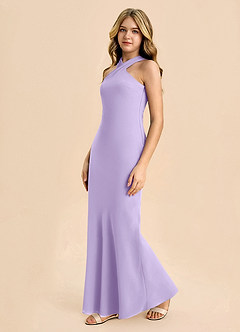 Azazie Doretta Junior Robe Fourreau en Mousseline de soie Plissée Lilas image4