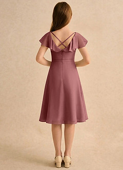 Azazie Narin Girls Formal Blomsterpigekjoler A-Line med ærmer Chiffon Knælængde Kjole image2