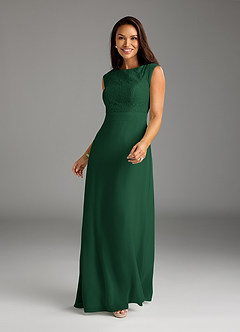 Azazie Bettina Mother of the Bride Dresses Dark Green A-Line Lace Chiffon Dress image3