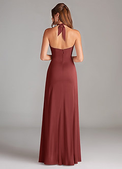 Azazie Elliana Bridesmaid Dresses Terracotta Sheath Side Slit Stretch Satin Dress image6