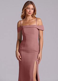 Azazie Luciana Bridesmaid Dresses Desert Rose Sheath Off the Shoulder Chiffon Convertible Dress image7