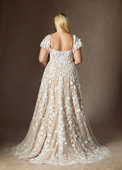 Azazie Vivienne Wedding Dresses Diamond White Nude A-Line Sweetheart Lace Dress image9