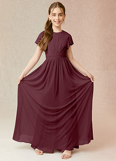 Azazie Mosley Junior A-Linie Gestreift Gittergewebe Kleid Cabernetrot image4