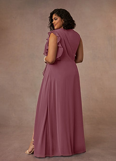 Azazie Narine vestidos de madre de la novia Vestido de Malva Vintage de Gasa de Corte En A con Cuello alto plisado image17