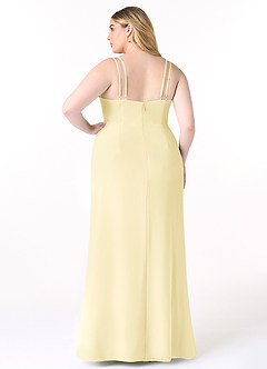 Azazie Leo Bridesmaid Dresses Lemon Sorbet Mermaid V-Neck Pleated Chiffon Dress image8